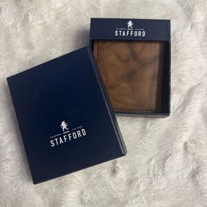 Stafford‎ Men’s Wallet Genuine Leather Brown Black Hipster Patterned New in Box